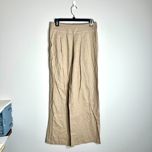 Abercrombie & Fitch Linen-Blend Wide Leg Pull On Pants Granola Girl Minimalist S - Picture 1 of 3